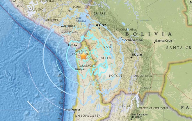 Vị trí khu vực xảy ra động đất. (Nguồn: USGS)