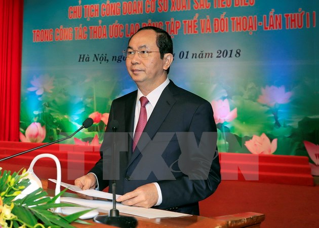 Chủ tịch nước Trần Đại Quang phát biểu tại Lễ tuyên dương. (Ảnh: Nhan Sáng/TTXVN)