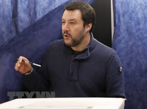 Lãnh đạo phe cánh hữu Italy, ông Matteo Salvini. (Nguồn: THX/TTXVN)