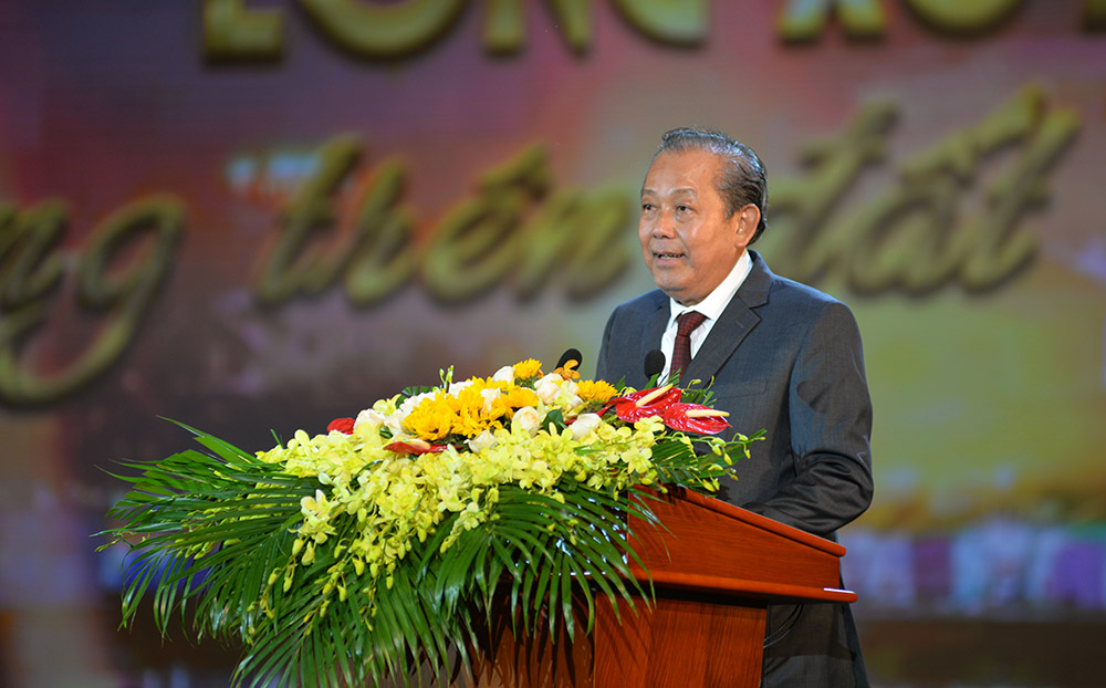 Phó Thủ tường Thường trực Chính phủ Trương Hòa Bình phát biểu tại buổi lễ
