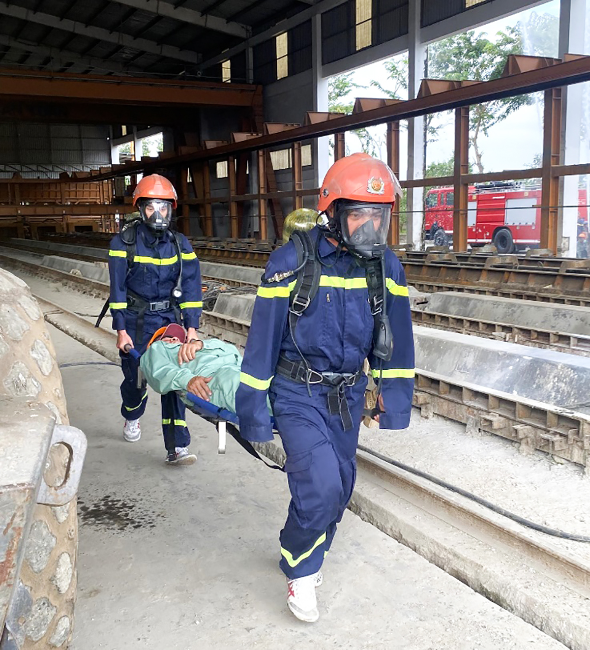 Thực tập phòng cháy chữa cháy và cứu nạn cứu hộ tại Nhà máy Bê-tông Châu Thành