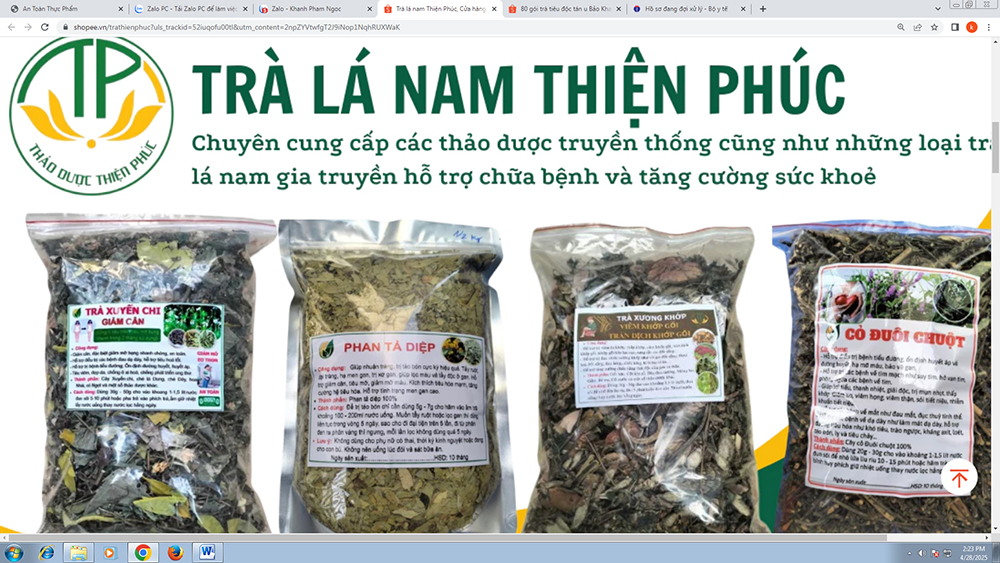 Cục An toàn Thực phẩm cảnh báo về sản phẩm trà