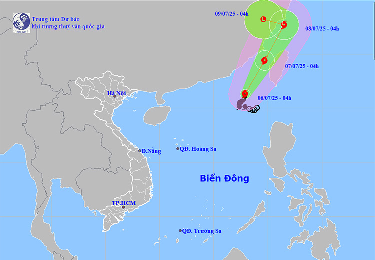 Thời tiết ngày 6/7: Bão số 2 trên biển Đông di chuyển chậm, biển động dữ dội
