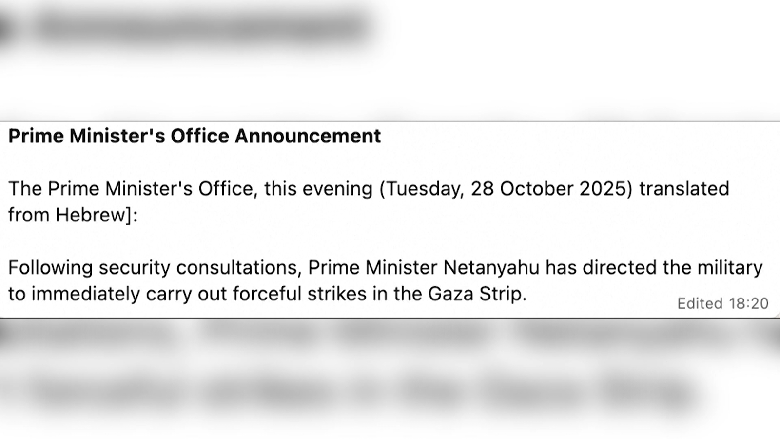 Israel không kích vào Dải Gaza