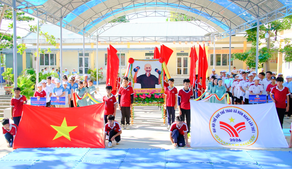 Hơn 200 vận động viên tranh tài tại Đại hội Thể dục thể thao xã Hòn Nghệ lần thứ I