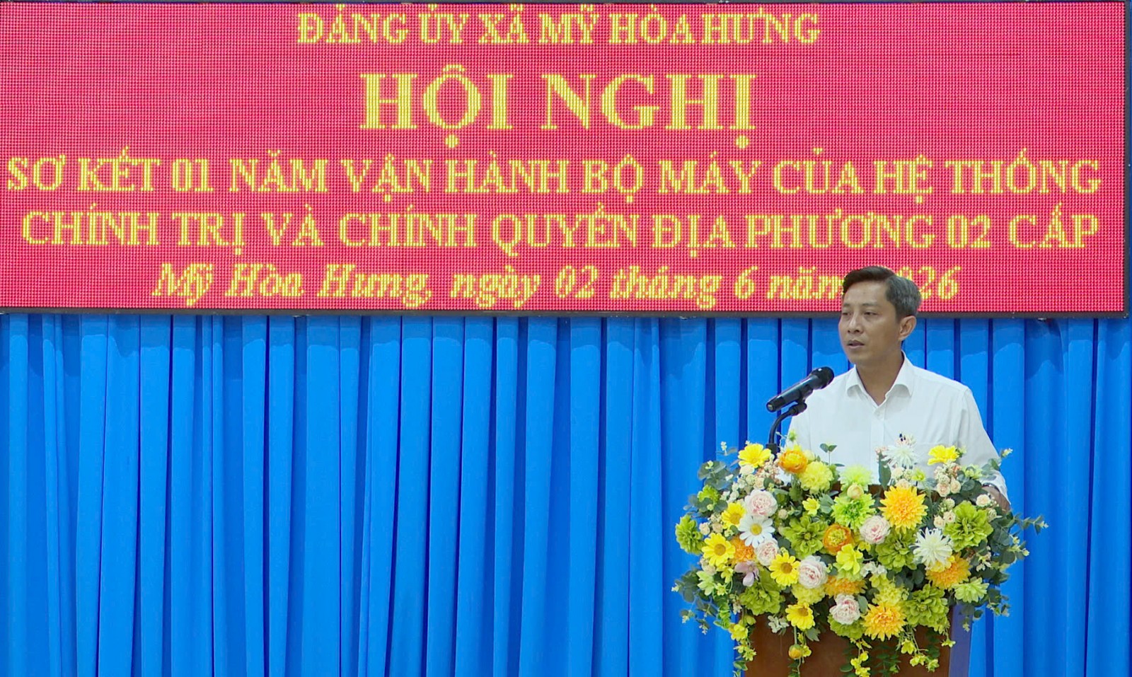 Bí thư Đảng uỷ, Chủ tịch HĐND xã Mỹ Hòa Hưng Võ Minh Tuấn phát biểu chỉ đạo
