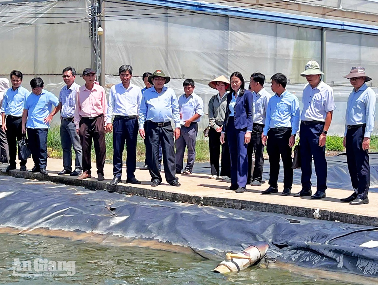 Phó Chủ tịch UBND tỉnh Ngô Công Thức khảo sát vùng nuôi cá tra giống Vĩnh Hoàn, xã Vĩnh Xương 