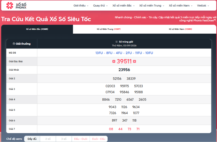 Xổ số Phonix - Nền tảng tra cứu kết quả xổ số 3 miền mỗi ngày