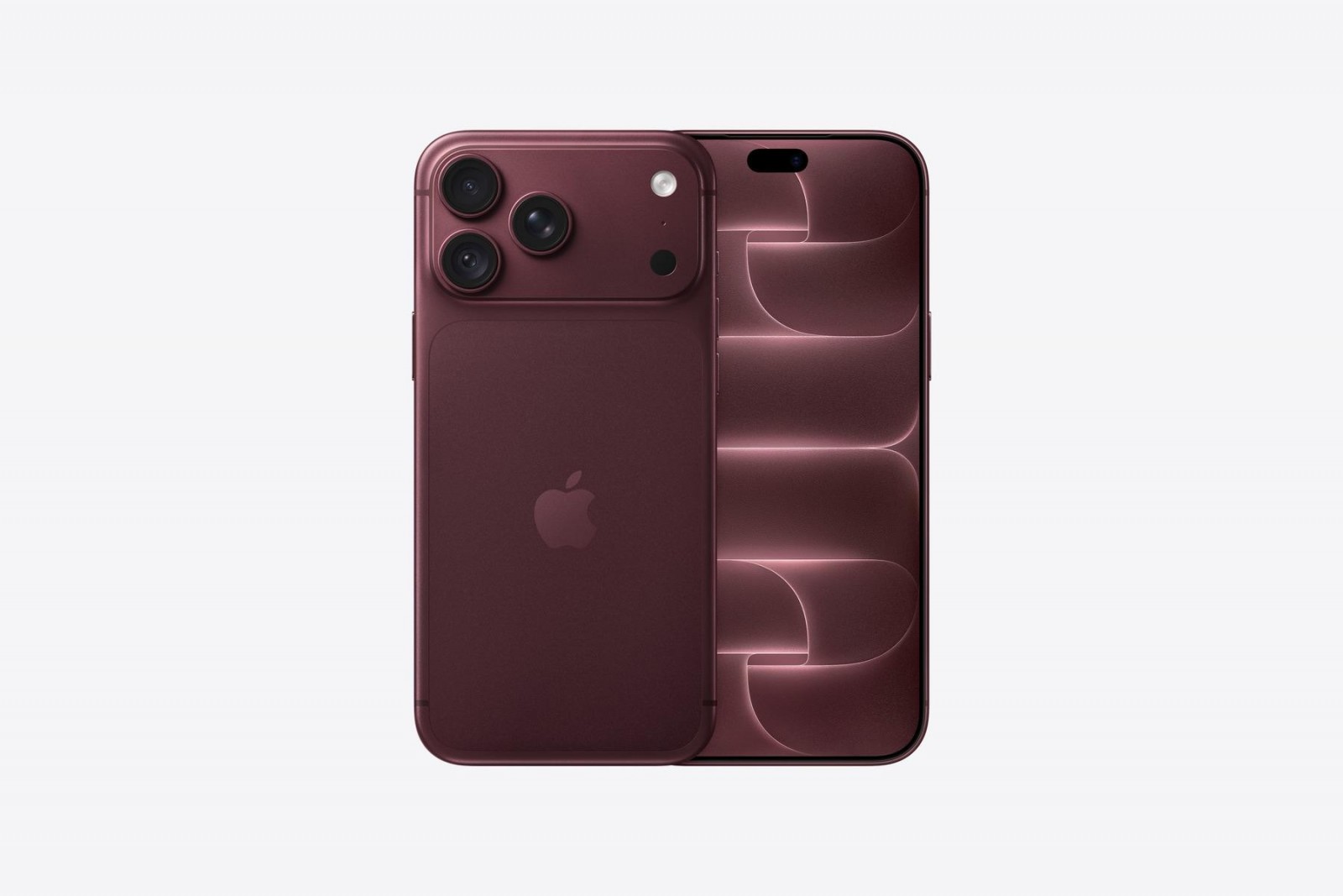 Description: Mặt trước và mặt lưng iPhone 18 Pro Max màu Burgundy