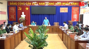 Chủ tịch UBND tỉnh An Giang Nguyễn Thanh Bình kiểm tra công tác phòng, chống dịch COVID-19 tại huyện Thoại Sơn