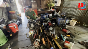 Phát hiện nhiều tang vật nghi trộm trong trại cưa bỏ hoang ở phường Mỹ Hòa