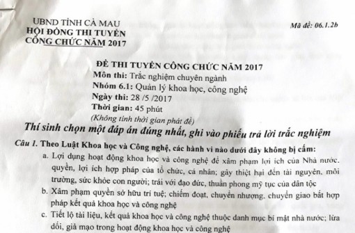Cà Mau: Thi viên chức, người cao điểm nhất thành rớt?