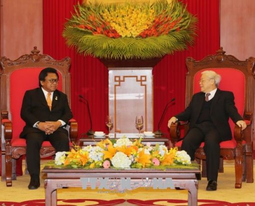 Tổng Bí thư Nguyễn Phú Trọng tiếp Chủ tịch Thượng viện Indonesia