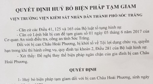 Bị can cuối cùng trong vụ án ở Chi cục QLTT Sóc Trăng đã về nhà