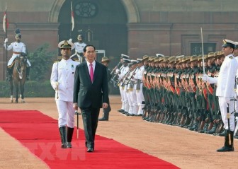 Lễ đón Chủ tịch nước thăm cấp Nhà nước tới Cộng hòa Ấn Độ