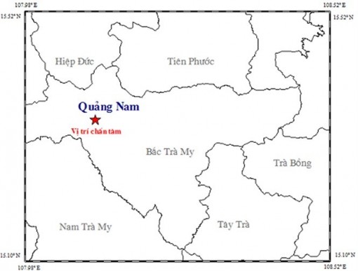 Quảng Nam tiếp tục xảy ra động đất 3,4 độ Richter