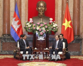 Chủ tịch nước Trần Đại Quang tiếp Bộ trưởng Cao cấp Campuchia Prak Sokhonn
