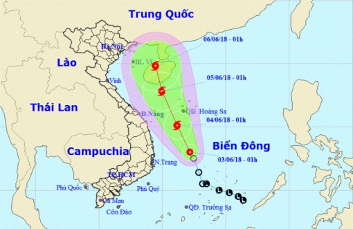 Áp thấp nhiệt đới mạnh hơn và đổi hướng di chuyển theo hướng Bắc