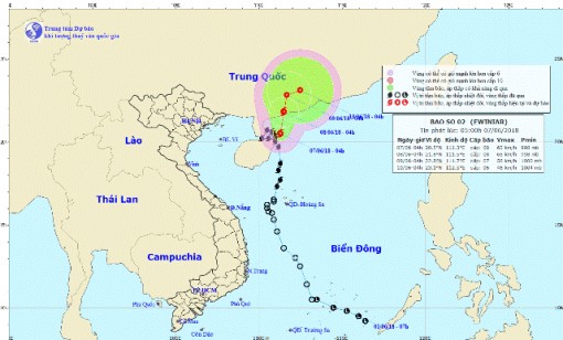 Bão số 2 di chuyển theo hướng Bắc, sức gió giật cấp 10