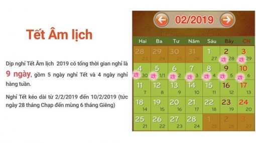 Đề xuất lịch nghỉ các dịp lễ Tết trong năm 2019
