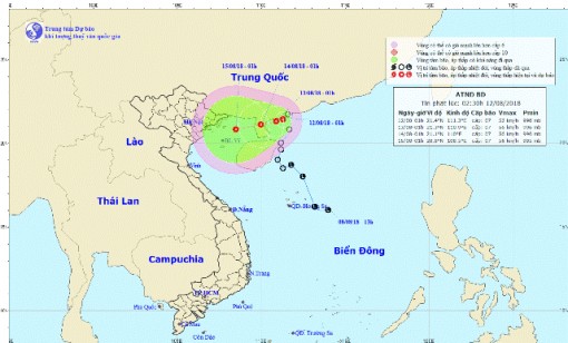 Áp thấp nhiệt đới giật cấp 9 sẽ gây mưa lớn từ đêm 13-8