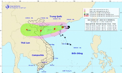 Bão số 4 giật cấp 11 sẽ đi vào vùng biển từ Hải Phòng đến Nghệ An