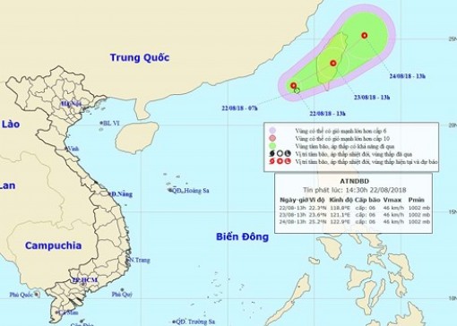 Xuất hiện Áp thấp nhiệt đới ở Đông Bắc Biển Đông