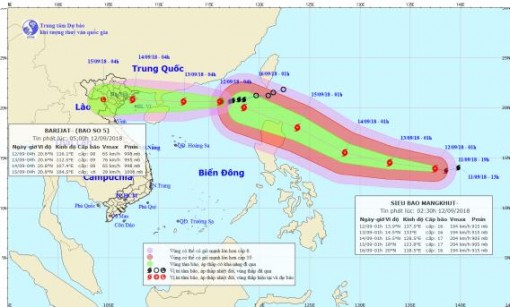 Siêu bão Mangkhut nối đuôi bão số 5 hướng về Quảng Ninh - Nam Định