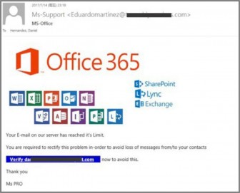 Hàng loạt email bị tấn công từ Office 365 giả mạo