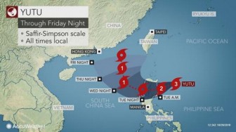 Đông Bắc Biển Đông mưa bão, gió mạnh do ảnh hưởng của bão Yutu