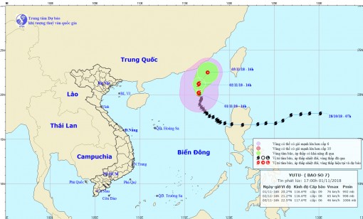 Bão số 7 di chuyển theo hướng Bắc, đêm 1-11 vùng núi có nơi dưới 14 độ C
