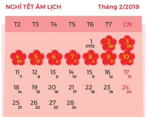 UBND tỉnh thông báo lịch nghỉ lễ, Tết năm 2019