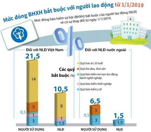 Mức đóng BHXH bắt buộc với người lao động từ 1-1-2019