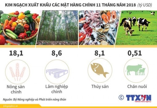 Xuất khẩu nông, lâm, thủy sản vượt 36 tỷ USD trong 11 tháng