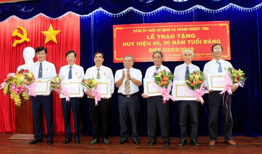 Trao Huy hiệu 45, 30 năm tuổi Đảng cho 13 đồng chí cao niên tuổi đảng
