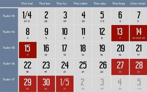 Người lao động được nghỉ 8 ngày dịp giỗ Tổ Hùng Vương và lễ 30-4 - 1-5