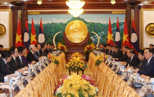 Tổng Bí thư, Chủ tịch nước Nguyễn Phú Trọng hội đàm với Tổng Bí thư, Chủ tịch nước Lào