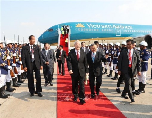 Tổng Bí thư, Chủ tịch nước Nguyễn Phú Trọng bắt đầu chuyến thăm cấp nhà nước Campuchia