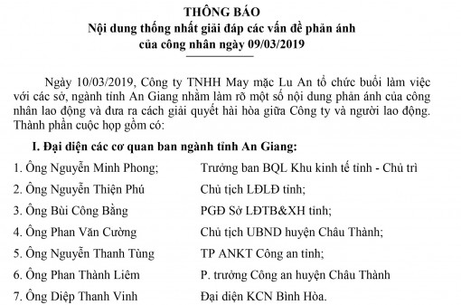 Khoảng 200 công nhân Công ty Lu An chưa trở lại làm việc