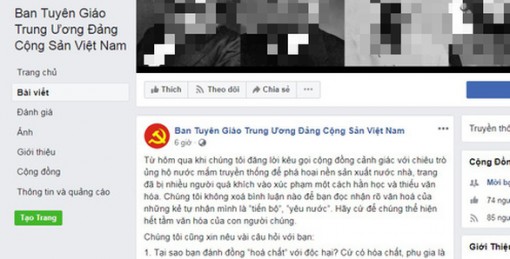 Ban Tuyên giáo Trung ương bị mạo danh trên mạng xã hội Facebook