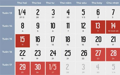 Công chức, viên chức nghỉ 8 ngày dịp Giỗ Tổ Hùng Vương và lễ 30-4, 1-5