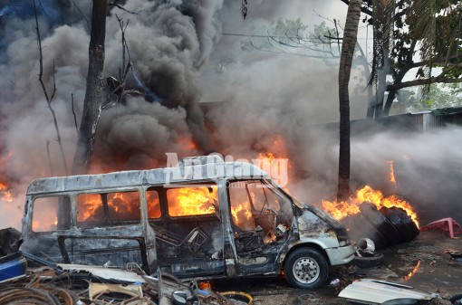 An Giang: Cháy cơ sở kinh doanh vỏ xe cũ, thiệt hại hơn 100 triệu đồng