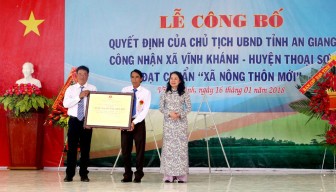 Thủ tướng Chính Phủ công nhận huyện Thoại Sơn đạt chuẩn nông thôn mới năm 2018