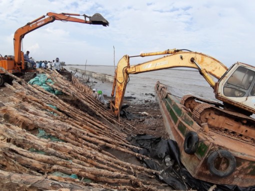 Cà Mau: Triều cường dâng cao, nguy cơ vỡ đê biển