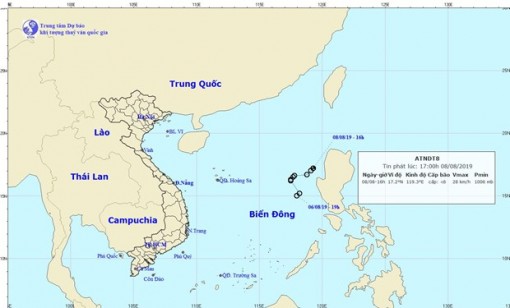 Áp thấp nhiệt đới trên Biển Đông đã suy yếu thành một vùng áp thấp