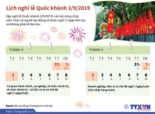 Lịch nghỉ lễ Quốc khánh 2-9-2019
