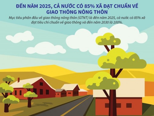 Đến năm 2025, cả nước có 85% xã đạt chuẩn về giao thông nông thôn