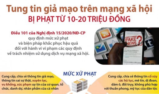 Tung tin giả mạo trên mạng bị phạt từ 10-20 triệu đồng