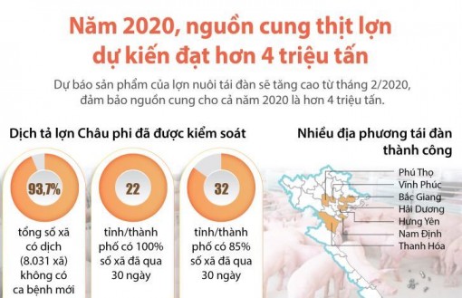 Năm 2020, nguồn cung thịt lợn dự kiến đạt hơn 4 triệu tấn
