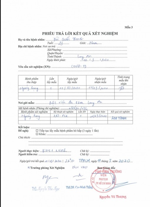 Long An: Bệnh nhân tại Tân Thạnh âm tính với Covid-19